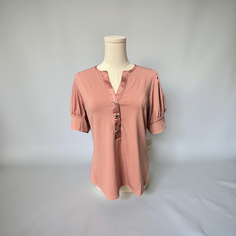 Carmen Marc Valvo Blush Button-Down Blouse